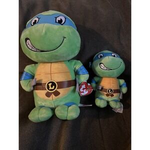 Ty‎ Beanie Baby 6" Teenage Mutant Ninja Turtles LEONARDO New w/ Heart Tags MWMTs